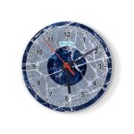 ساعة حائط دائرية بتصميم أزرق وأبيض