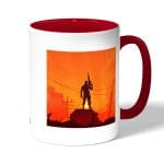 كوب قهوة بمقبض احمر بتصميم المحارب فورت نايت