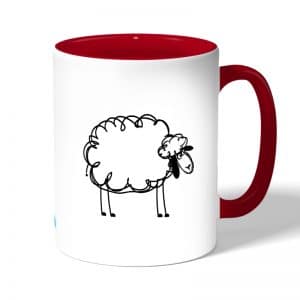 كوب قهوة بمقبض احمر بتصميم خروف