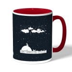 كوب قهوة بمقبض احمر بتصميم قمر والنجوم