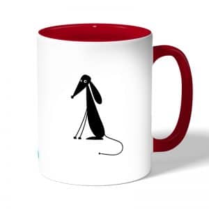 كوب قهوة بمقبض احمر بتصميم كلب كرتوني