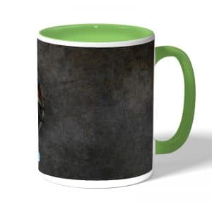 كوب قهوة بمقبض اخضر بتصميم شعار ذا ويتشر