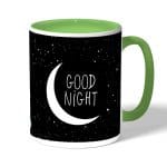 كوب قهوة بمقبض اخضر بتصميم ليله سعيده