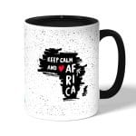 كوب قهوة بمقبض اسود بتصميم أفريقيا