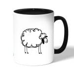 كوب قهوة بمقبض اسود بتصميم خروف