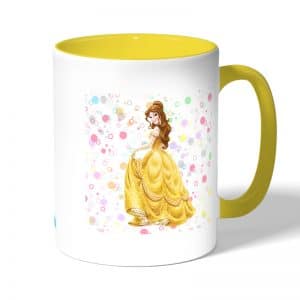 كوب قهوة بمقبض اصفر بتصميم  الأميرة بيلا