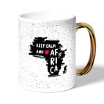 كوب قهوة بمقبض ذهبي بتصميم أفريقيا