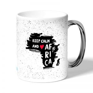 كوب قهوة بمقبض فضي بتصميم أفريقيا