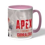 كوب قهوة بمقبض وردي بتصميم أبيكس ليجندز جبل طارق