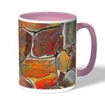 كوب قهوة بمقبض وردي بتصميم صخور ملونه
