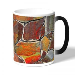 كوب قهوة سحري لون اسود بتصميم صخور ملونه
