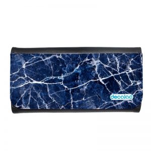 محفظة جلد  بتصميم أزرق وأبيض