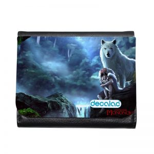 محفظة جلد  بتصميم الاميرة مونونوكي مع ذئب