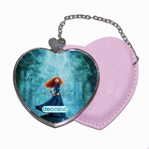 مرآة جيب جلد قلب بتصميم الأميرة ميريدا مع القوس والسهم